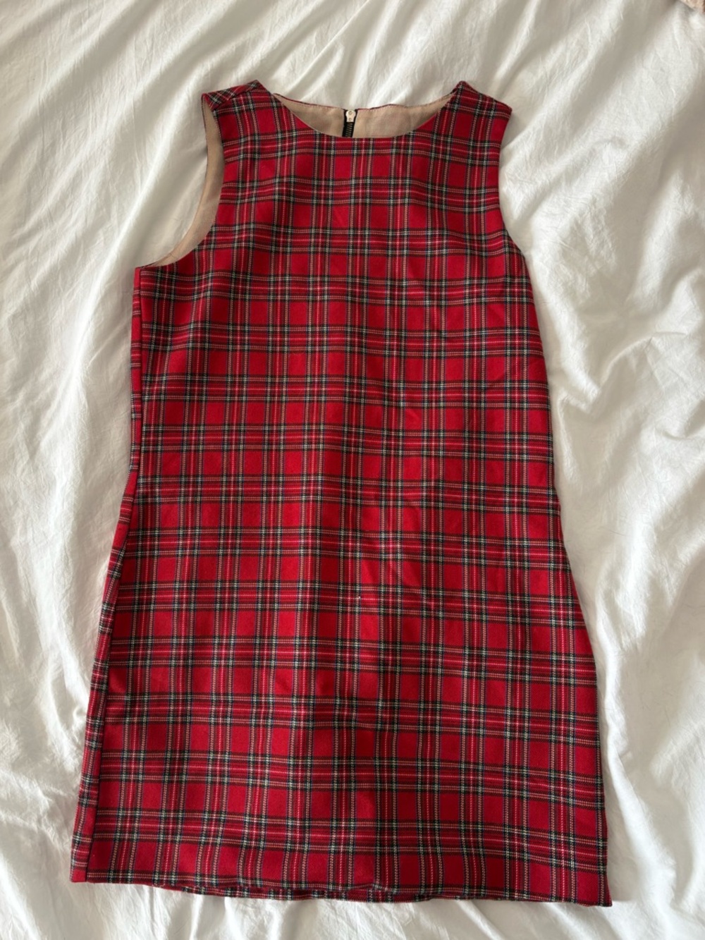 Naven Red Tartan Zip-Back Mini Dress